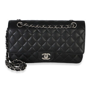 Chanel Black Quilted Caviar Medium Classic Double Flap Handbag